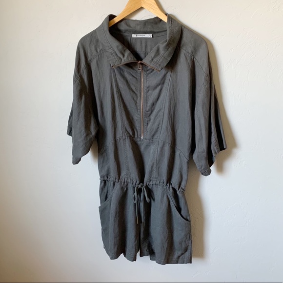 T by Alexander Wang Charcoal Short Sleeve Romper - Picture 4 of 15